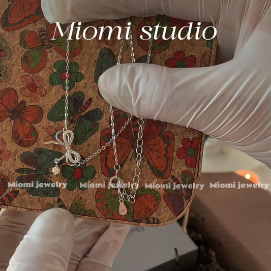 Miomi S999 silver butterfly with white zircon