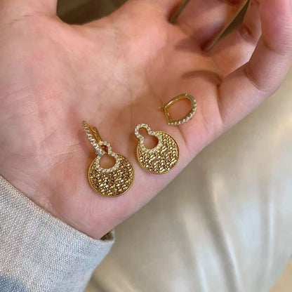 Pure Silver S925 CNC Craft Ice Crushed Gourd Earrings Light Luxury High-end Socialite Elegant Chanel Style Earrings