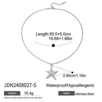 Stainless Steel Starfish Pendant Necklace High-End Ins Collarbone Chain Titanium Steel Ocean Jewelry