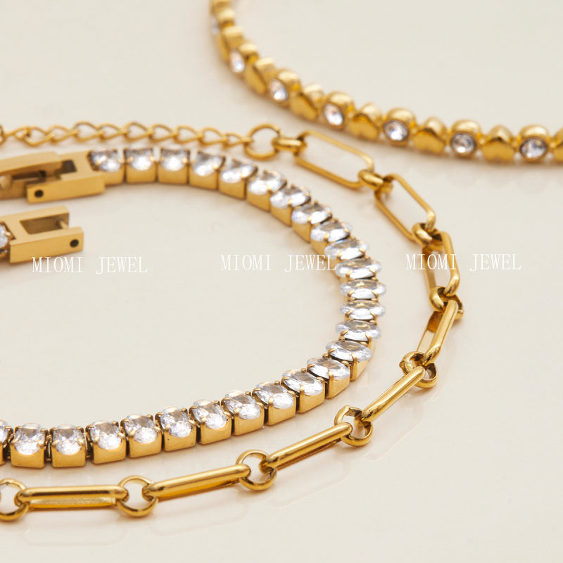 Stainless Steel Heart Zircon Bracelet Light Luxury High-end Titanium Steel Bangle Non-fading Women's Jewelry
