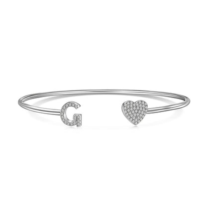 S925 Sterling Silver English Letter Bracelet for Women with Micro Pave Zirconia, Light Luxury Personality Style Bracelet