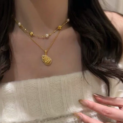 Italian Vintage Brushed Craft Gourd Necklace Fashionable High-end Old Money Style Gourd