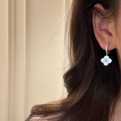 Pure Silver S925 Dragon Heart Style Butterfly Orchid White Shell Necklace Bracelet Earrings Set Light Luxury High-end Elegant Temperament