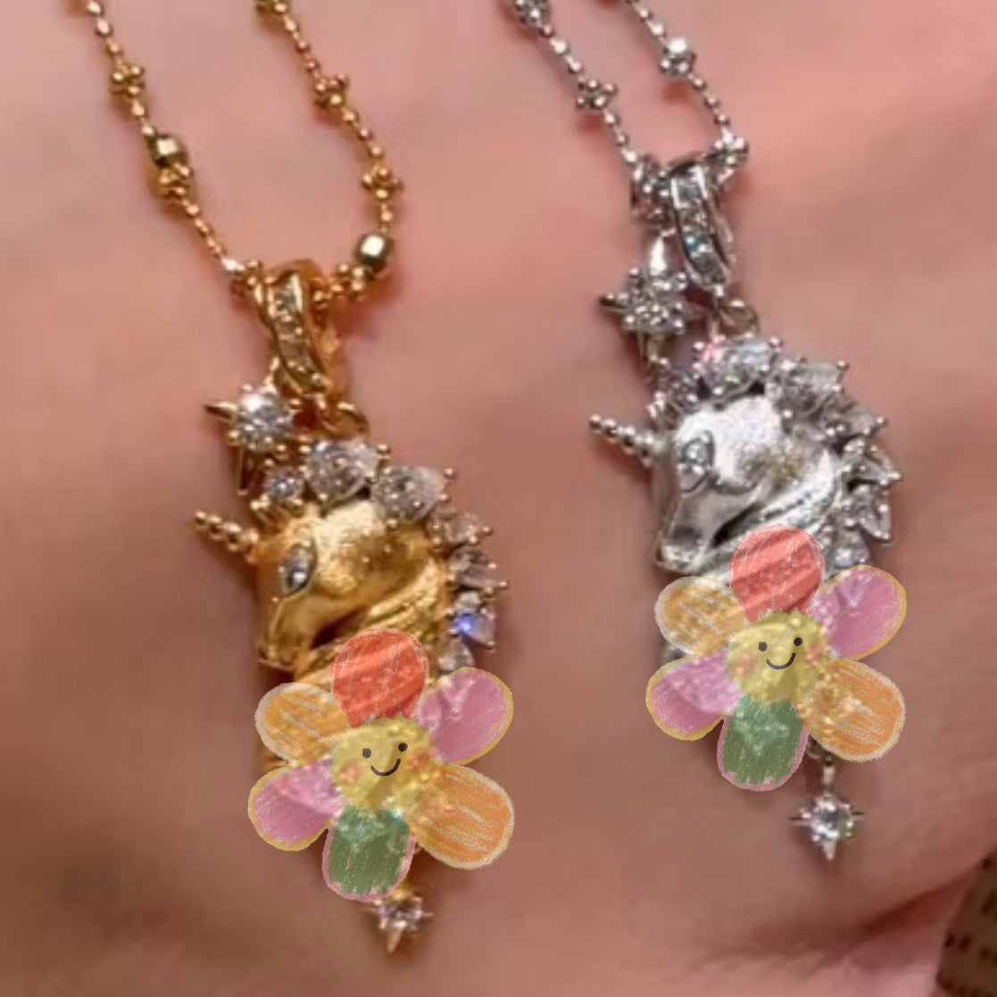 Pure Silver S925 Brushed Craft Unicorn Fairy Chain Light Luxury Niche Design High-end Versatile Collarbone Chain Necklace