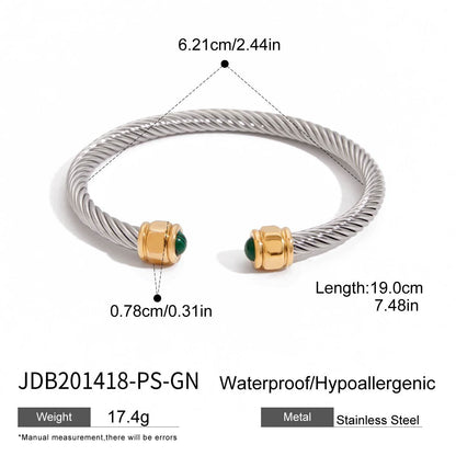 Natural Stone Titanium Steel Bracelet for Women, Non-Fading, Niche Open Bracelet, Stainless Steel Jewelry with a Sense of Sophistication