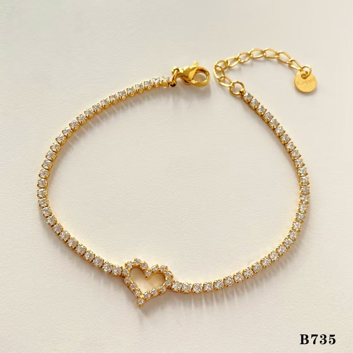 Stackable Irregular Texture Heart Jewelry Set Stainless Steel Vacuum Plating Non-Fading Autumn Winter Bracelet Bangle