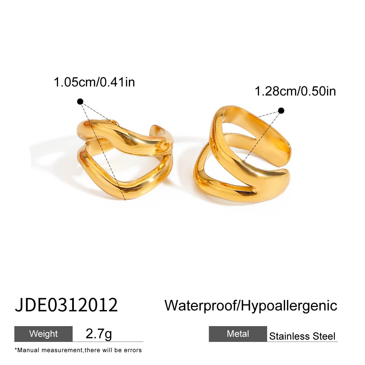 Titanium Steel Zircon Double Layer C Hoop Earrings Water Drop Pendant Stud Earrings Stainless Steel Jewelry High-end Feel