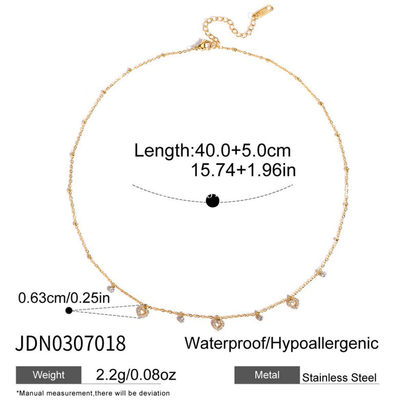 Titanium Steel Zircon Necklace for Women, Light Luxury High-End Clavicle Chain, Non-Fading Stainless Steel Jewelry