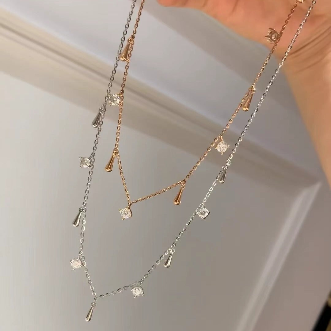 S925 Sterling Silver 18K Gold Plated Rupert's Tears Moissanite Necklace for Women High Quality Versatile Elegant Brightening Fashion