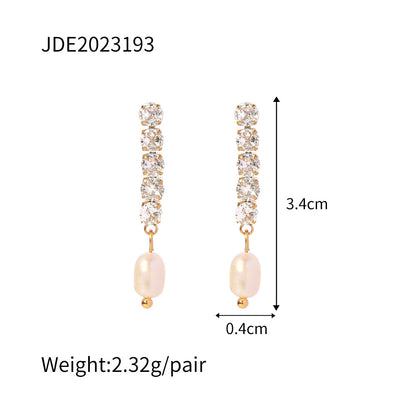Titanium Steel Zircon Earrings Niche Simple Earrings Non-Fading 18k Gold Stainless Steel Jewelry High-End Feel