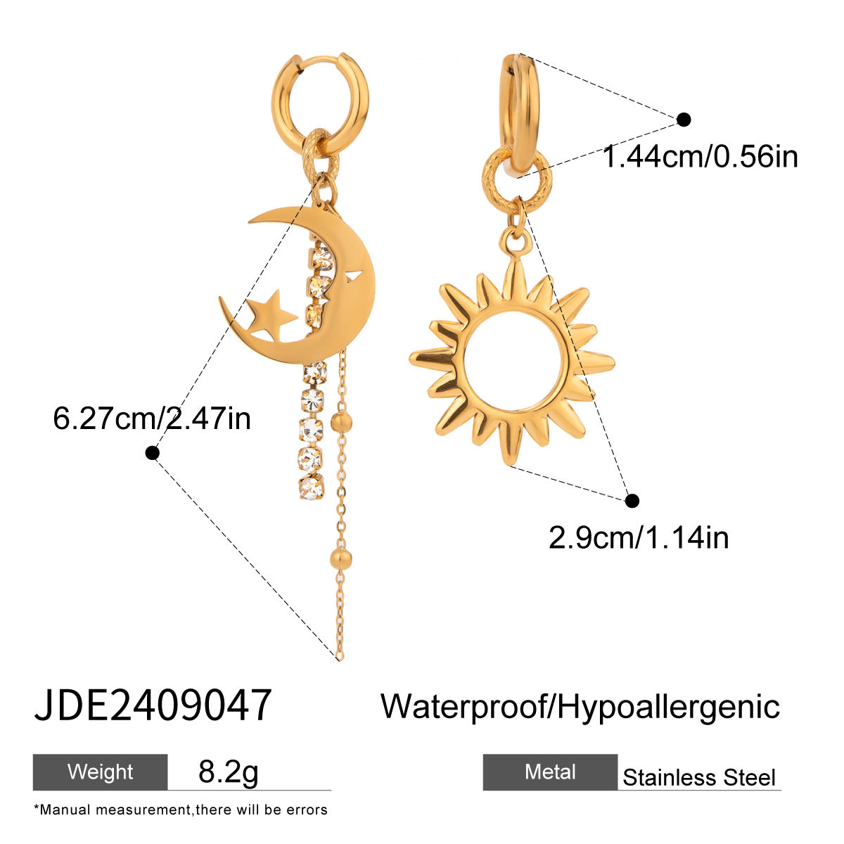 Stainless Steel Pearl Stud Earrings High-end Star Earrings Titanium Steel Ear Jewelry