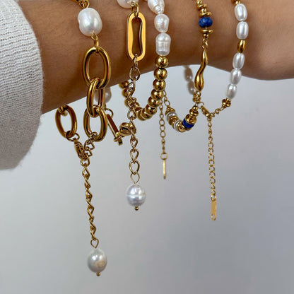 Jewelry Stainless Steel Pearl Bracelet High-end Feel Hand Accessories Layered Titanium Steel Bracelet Non-fading for Women