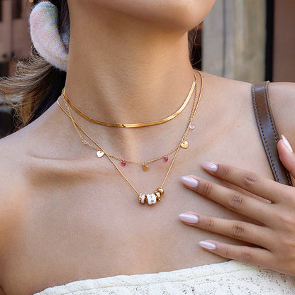 Slim Waist Titanium Steel Necklace Light Luxury Fortune Bead Collarbone Chain Baojia Stainless Steel Jewelry for Women with a Sense of Sophistication