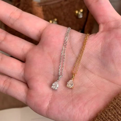 Pure Silver S925 High Carbon Diamond Mermaid Tears One Chain Two-Way Necklace Adjustable Pull Necklace Clavicle Chain Niche