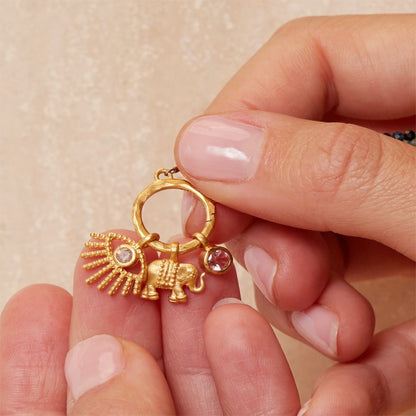 DIY Stainless Steel Mini Elephant Lotus Heart Single Pendant Necklace Furnace Vacuum Electroplating 18K Gold Color Retention