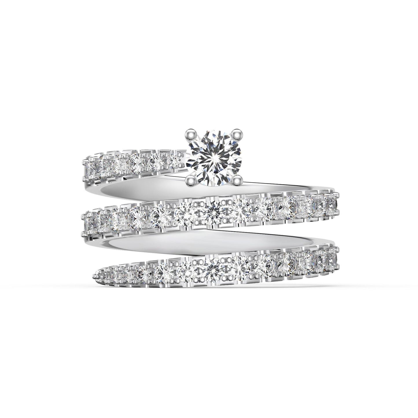 Cross-Border S925 Sterling Silver Ring Inlaid with Zircon Snake-Shaped Multi-Layer Spiral Wrapped Design Ring Wholesale