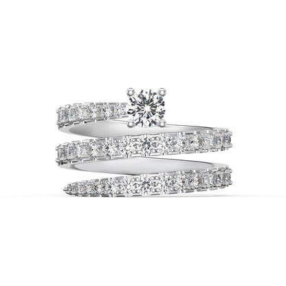 Cross-Border S925 Sterling Silver Ring Inlaid with Zircon Snake-Shaped Multi-Layer Spiral Wrapped Design Ring Wholesale