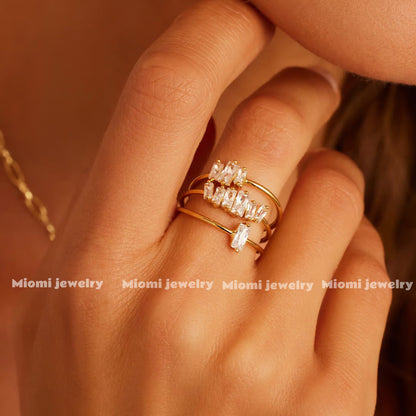 S925 silver gold ring zircon jewelry