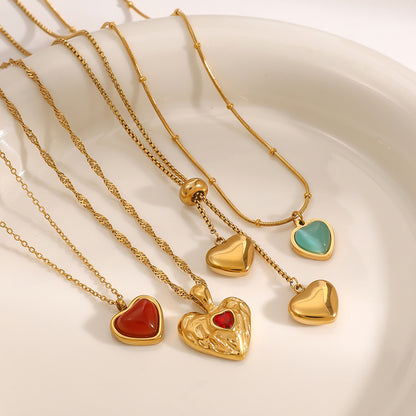 Stainless Steel Heart Necklace High-End Pendant Collarbone Chain Titanium Steel Jewelry Necklace