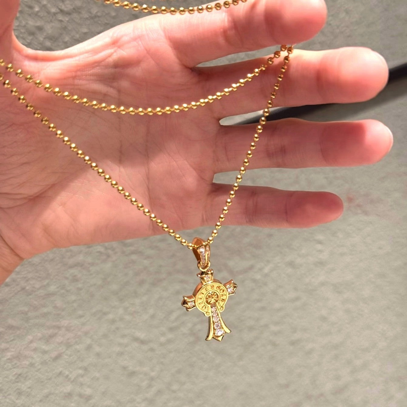 Sterling Silver S925 Cross Bead Necklace Trendy Brand Niche Design High-end Versatile Ins Light Luxury Style Collarbone Chain