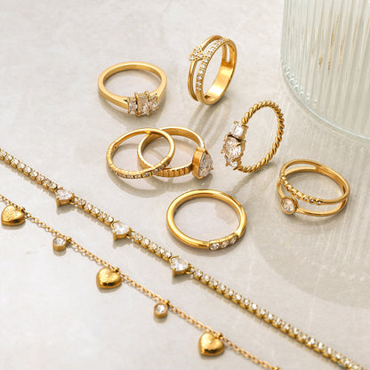 Zircon Ring Titanium Steel Non-Fading Jewelry Light Luxury High-End Feel Ring Hot-Selling Accessories Ring