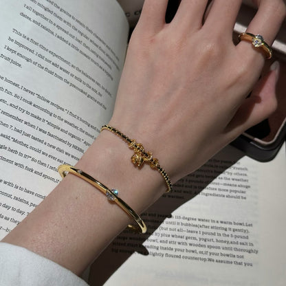 Pure Silver S925 Elephant Braided Black Gold Red Rope Bracelet Design Small Waist Bracelet Vintage Hand Jewelry Light Luxury Versatile