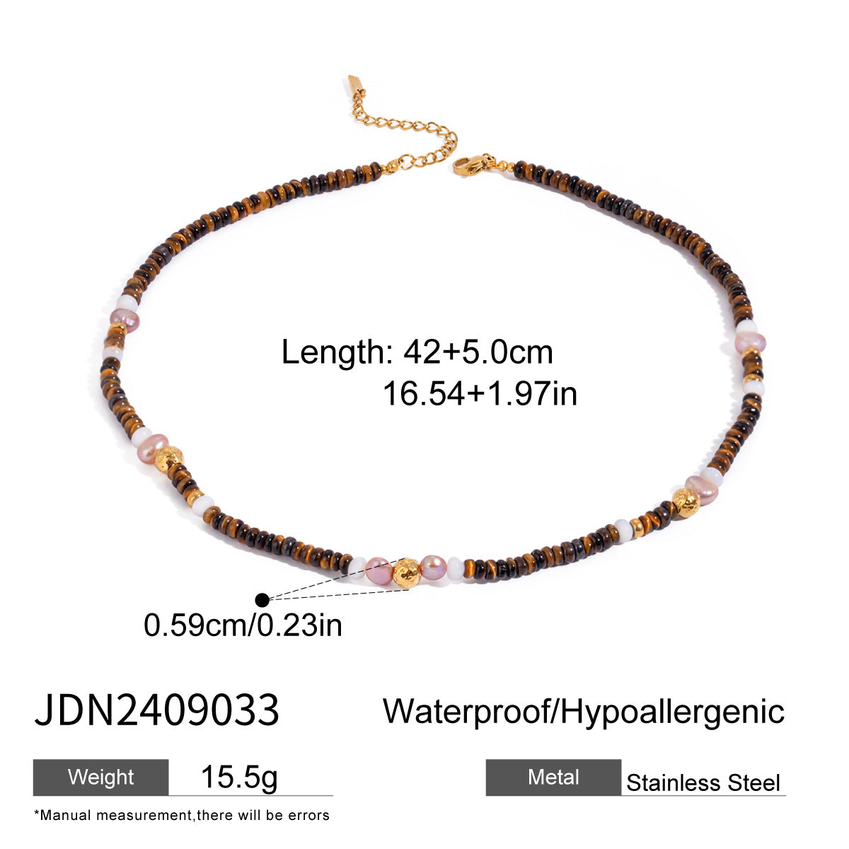 Stainless Steel Tiger Eye Stone Pendant Necklace High-End Niche Collarbone Chain Titanium Steel Neck Chain Jewelry