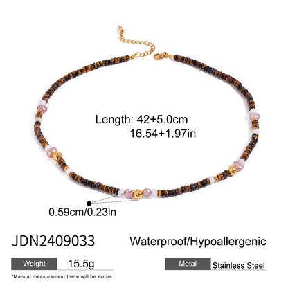 Stainless Steel Tiger Eye Stone Pendant Necklace High-End Niche Collarbone Chain Titanium Steel Neck Chain Jewelry