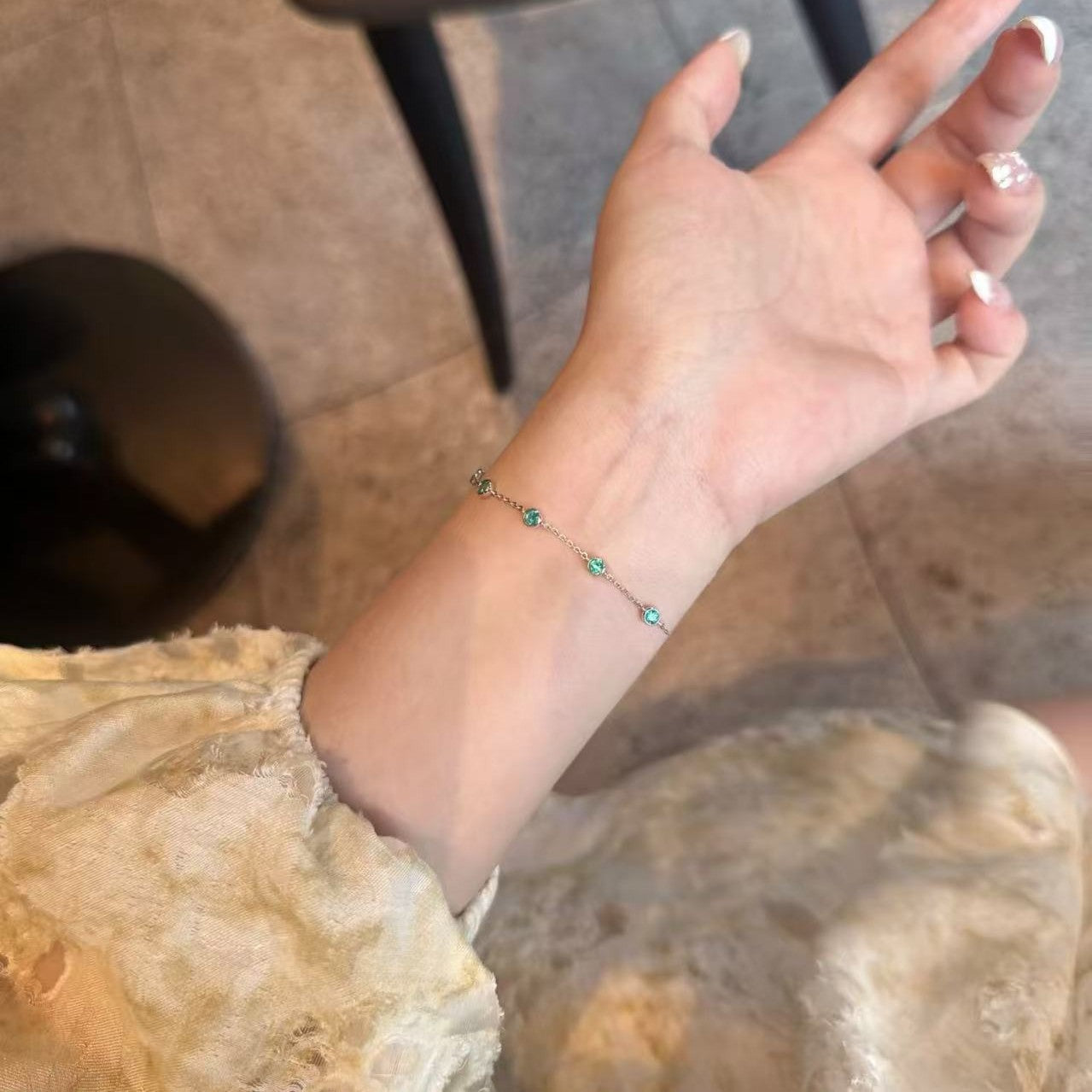 Pure Silver S925 High Carbon Diamond Paraiba Bubble Bracelet Fashion Light Luxury Exquisite Super Sparkling Bracelet High-end Versatile