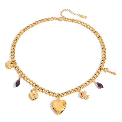 Titanium Steel Necklace Light Luxury High-end Heart Collarbone Chain Popular Jewelry Stainless Steel Choker