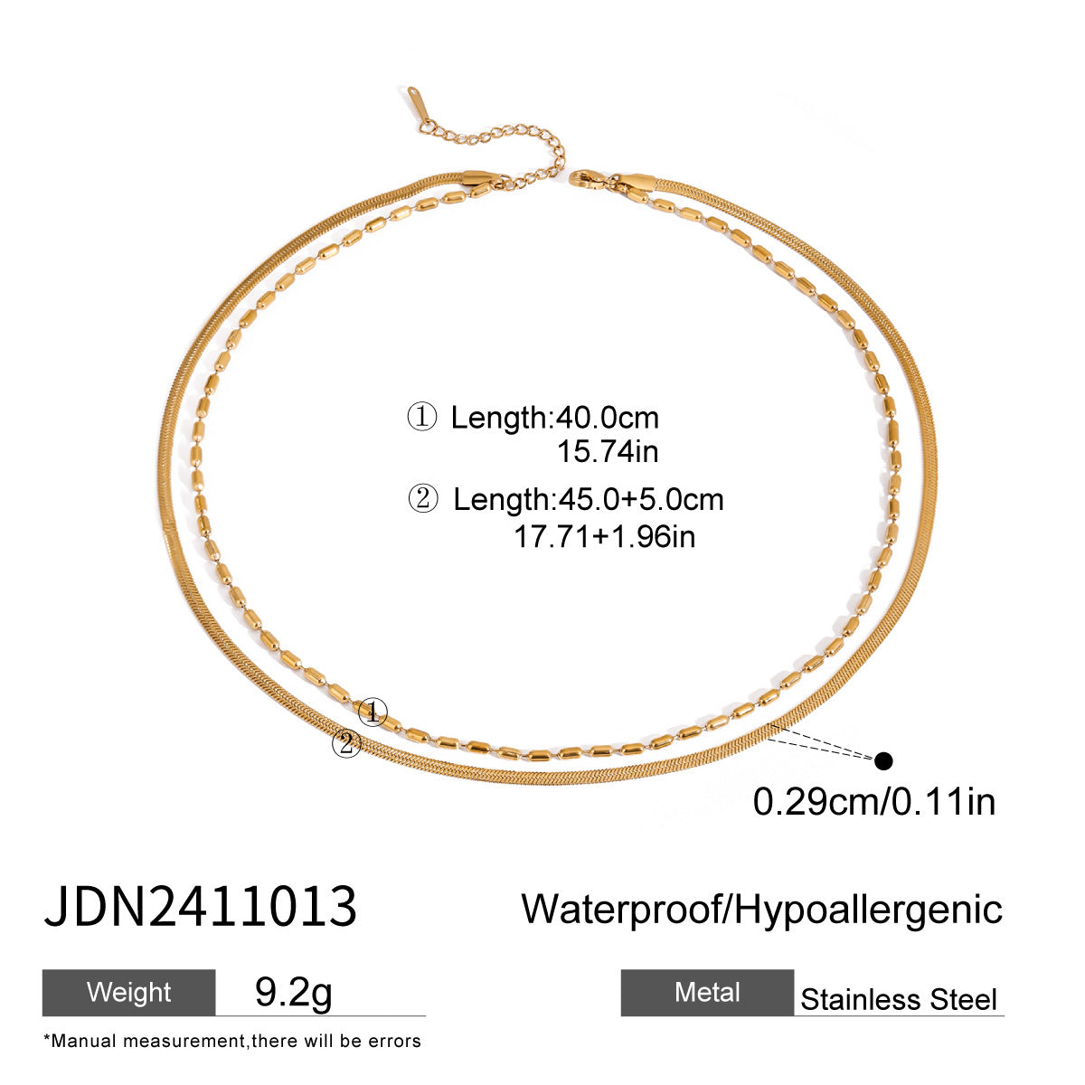 Double Layer Stacked Titanium Steel Necklace Light Luxury High-end Clavicle Chain Stainless Steel Jewelry Non-fading