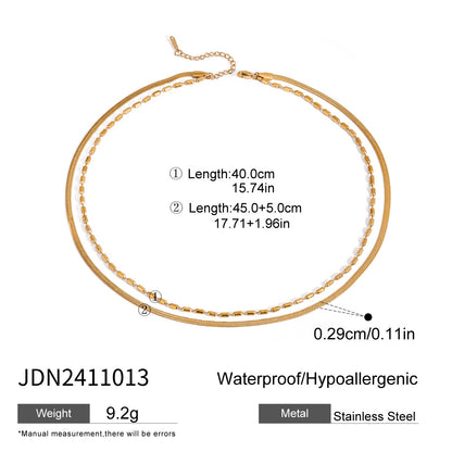 Double Layer Stacked Titanium Steel Necklace Light Luxury High-end Clavicle Chain Stainless Steel Jewelry Non-fading