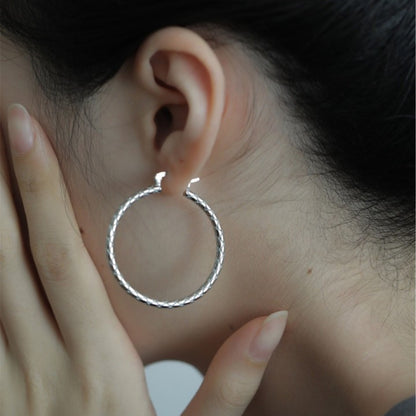 Korean Version Pure Silver S925 Silver Diamond Pattern Earrings Studs Vintage Distressed Simple Ins Style Geometric Style Niche