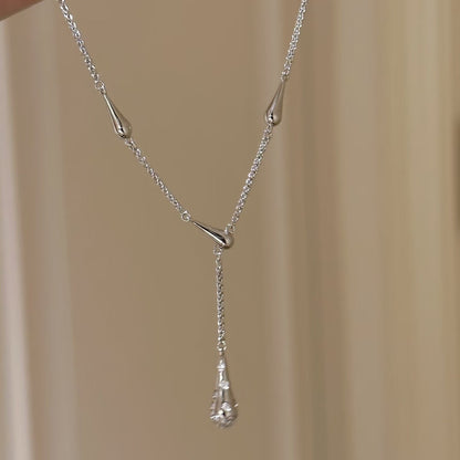 Pure Silver S925 Rachel Same Style Necklace Water Drop Necklace Super Shiny Exquisite Pendant Elegant Versatile Collarbone Chain