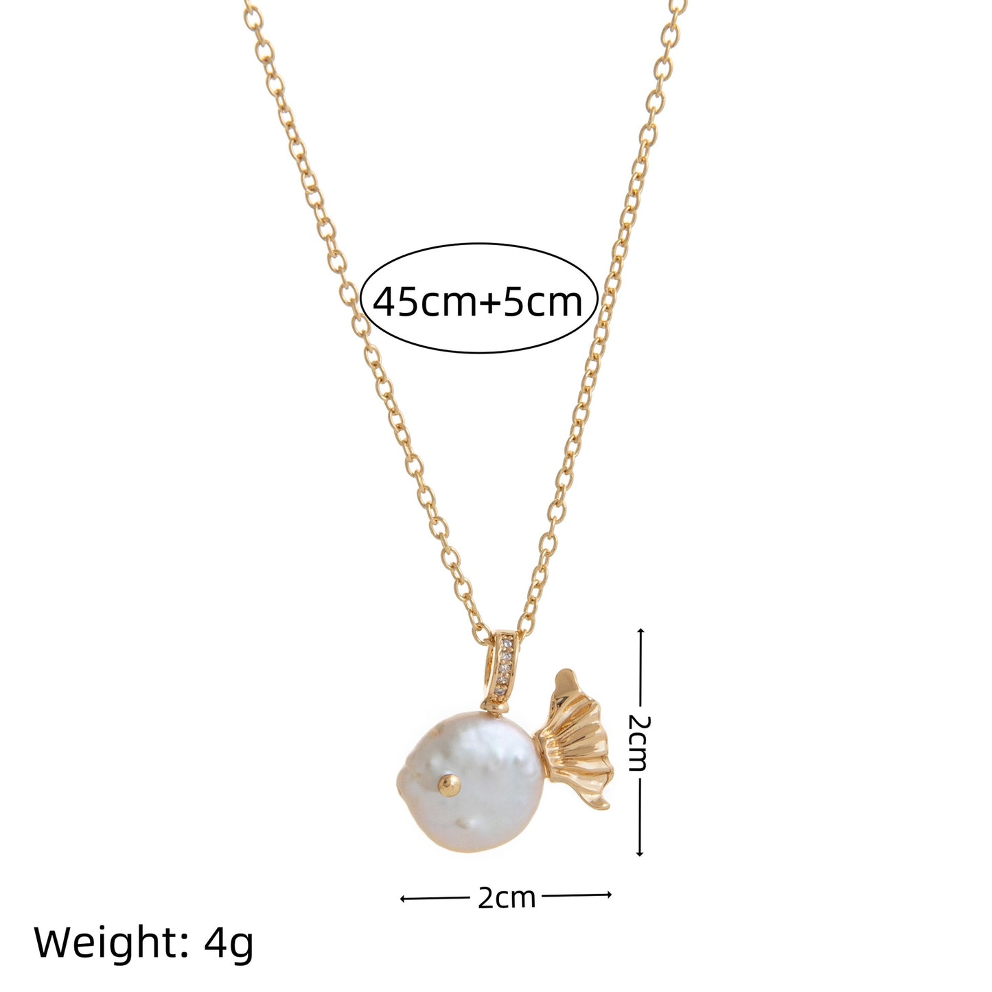 Ocean World Little Witch Necklace Natural Pearl Bighead Fish Pendant Jewelry Goldfish Kissing Fish Clavicle Chain Color Retention