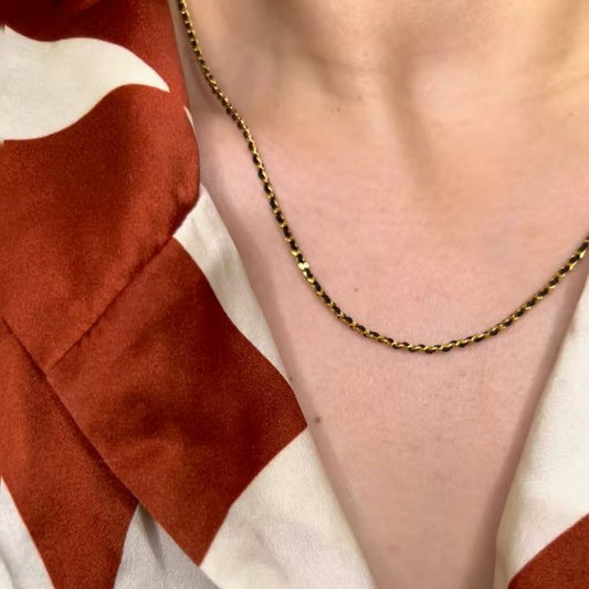 Pure Silver S925 Black Gold Necklace Versatile Collarbone Chain Elegant High-end