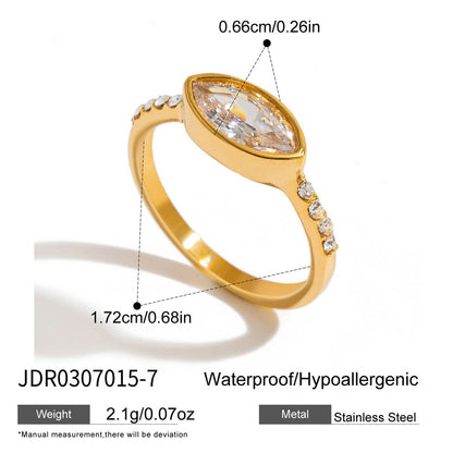 Zircon Ring Titanium Steel Non-Fading Necklace for Women Light Luxury High-End Feel Connected Finger Bracelet Stainless Steel Jewelry