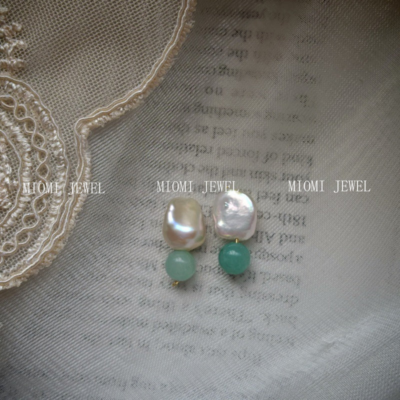 Natural  Pearl Turquoise Pink Crystal Amethyst Irregular 925 Silver Needle Irregular Earrings Ear Jewelry
