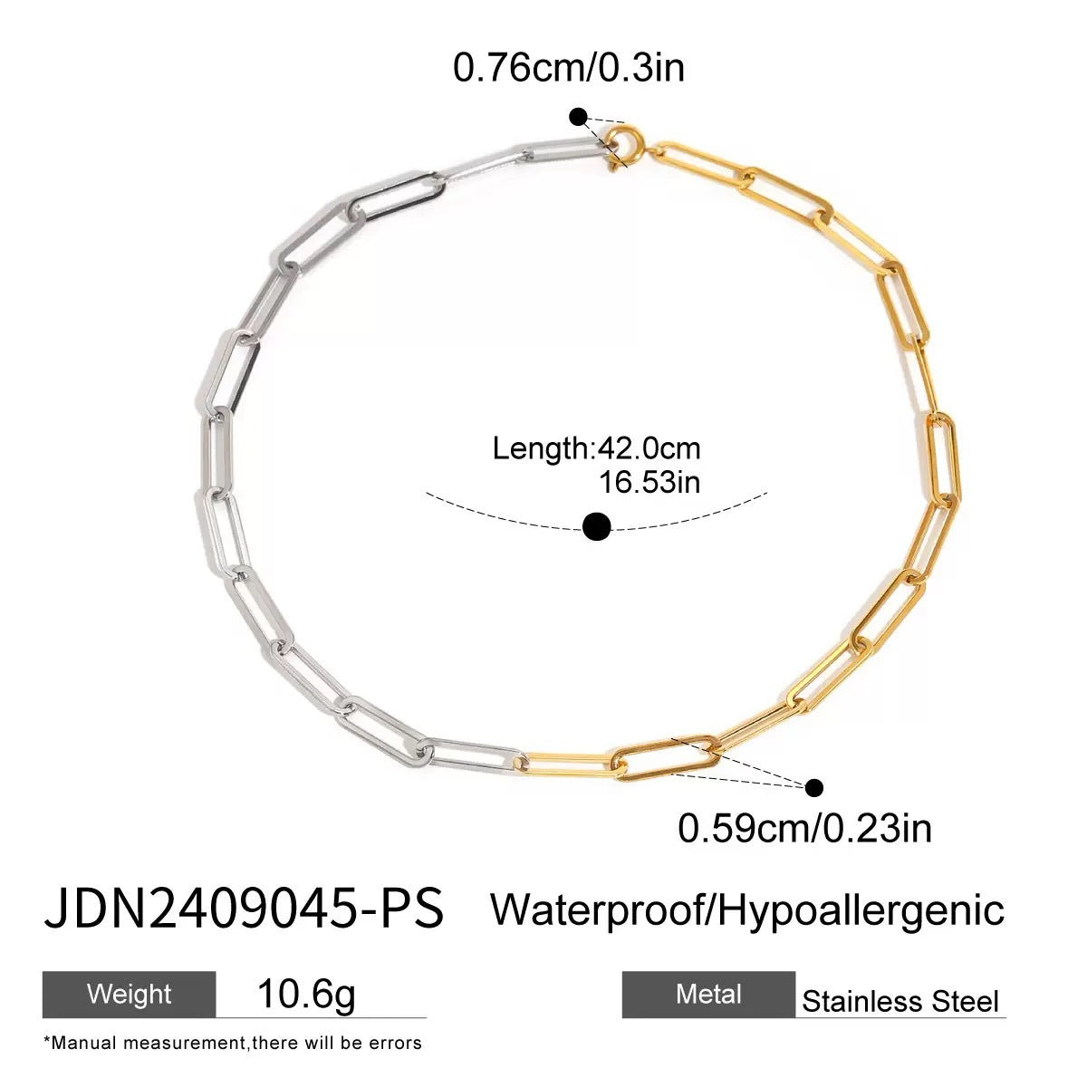 Original Design Paperclip 18K Stainless Steel Pin Necklace Light Luxury High-end Clavicle Chain Titanium Steel Jewelry