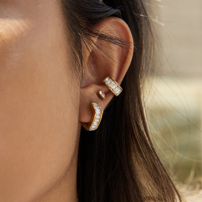 Titanium Steel White Diamond Earrings Light Luxury Ear Buckle High-end Sense Ear Hoop Non-fading Ear Jewelry Stainless Steel Accessories for Women