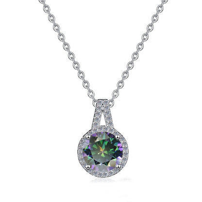 925 Sterling Silver Moissanite Pendant Clavicle Chain V-shaped Round Versatile Round Moissanite Necklace