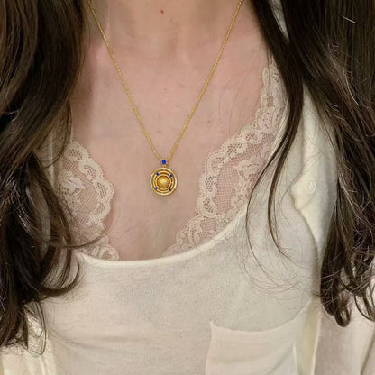 Sterling Silver S925Heavy Craft High-End Brushed Rotating Planet Necklace Niche Design Light Luxury Blue Diamond Star Collarbone Chain