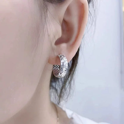 Pure Silver S925 CNC Craft Ice Chip Earrings Minimalist Style Versatile