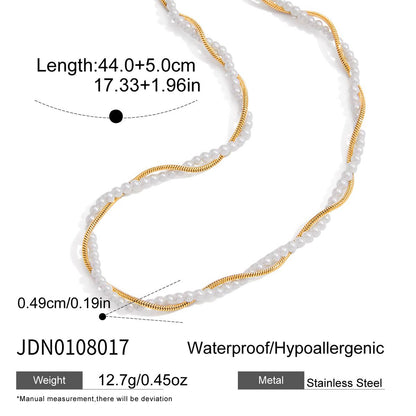 Titanium Steel Imitation Pearl Necklace Light Luxury High-end Clavicle Chain Stainless Steel Jewelry for Women Non-fading Jewelry