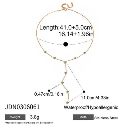 Stainless Steel Zircon Y-Chain Light Luxury Long Necklace Titanium Steel Jewelry for Women High-End Autumn Winter Sweater Chain