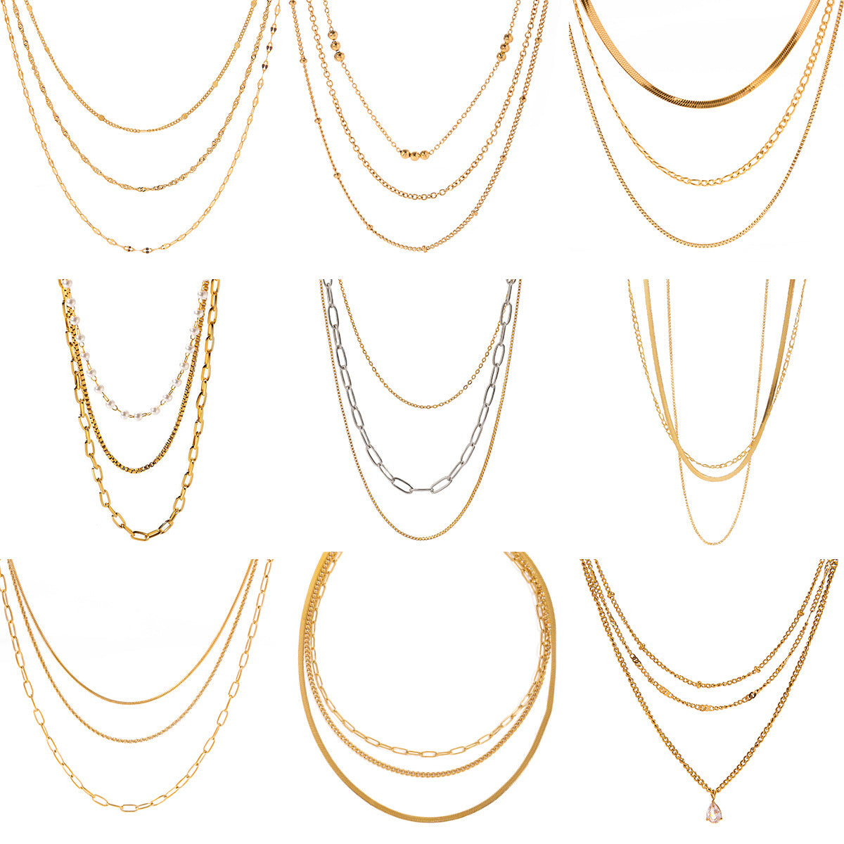 Three-layer Stacked Titanium Steel Necklace Accessories for Women, Light Luxury High-end Clavicle Chain Stainless Steel Jewelry