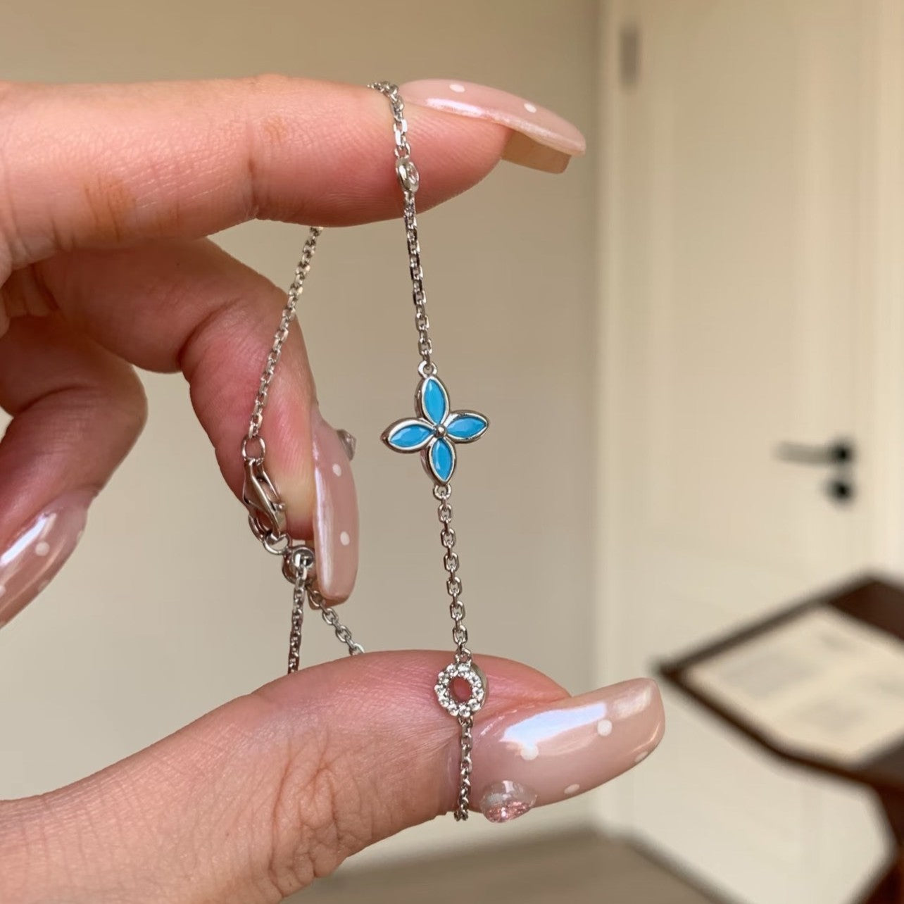 Pure Silver S925 High Carbon Diamond Marquise Four-Leaf Clover Bracelet Light Luxury High-End Exquisite Niche Design Jewelry Versatile