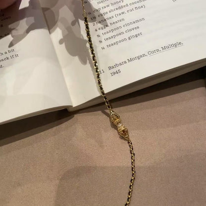 Elegant Vajra Black Gold Braided Bracelet for Women, Light Luxury Niche Exquisite Fashion Light Luxury Jewelry