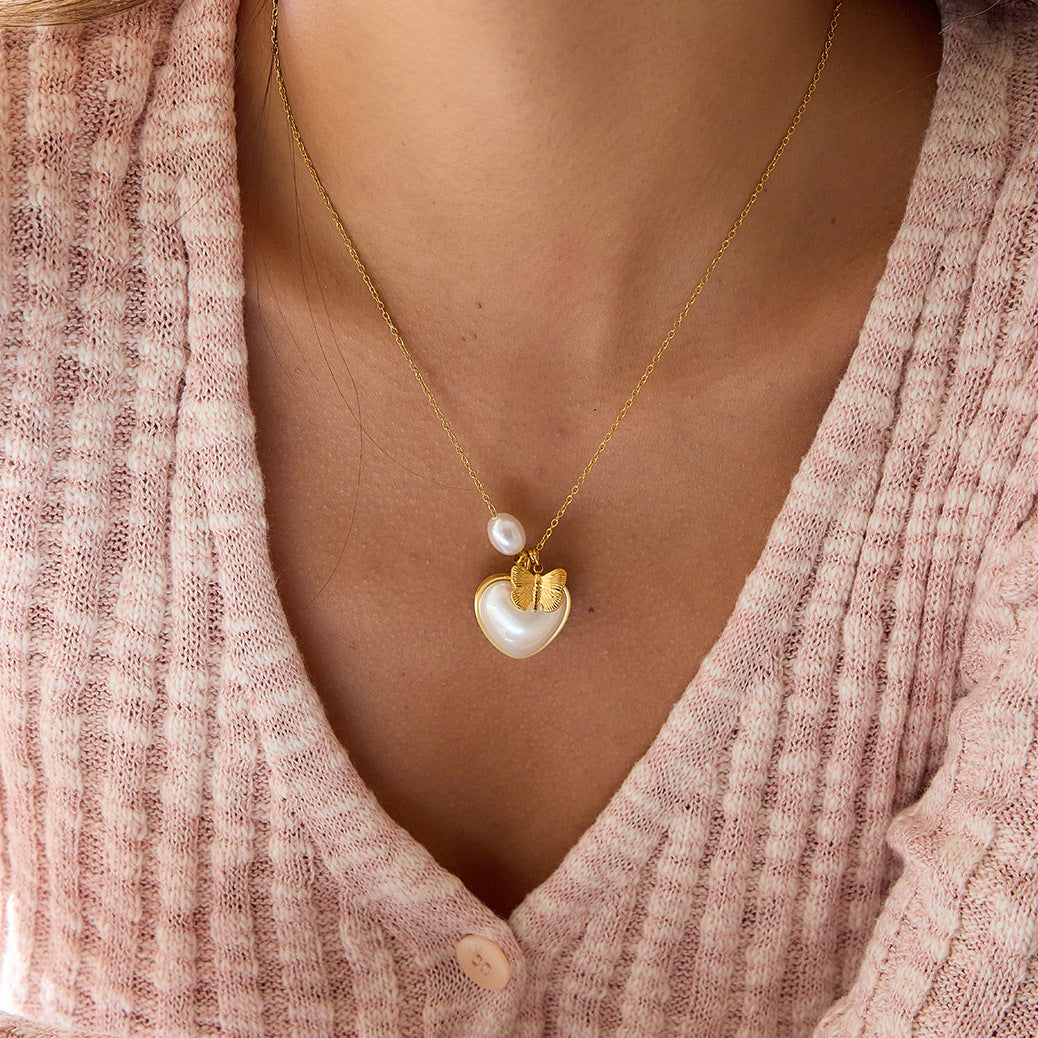 Titanium Steel Imitation Pearl Necklace Accessories Women's Stainless Steel Jewelry High-Quality Non-Fading Collarbone Chain