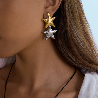 Titanium Steel Jewelry Stainless Steel Necklace Simple High-End Earrings Pentagram Ring Rings